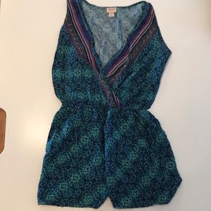 Teal blue v-neck romper